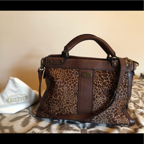 FOSSIL VINTAGE REVIVAL SATCHEL GIRAFFE PRINT π - Picture 5 of 16